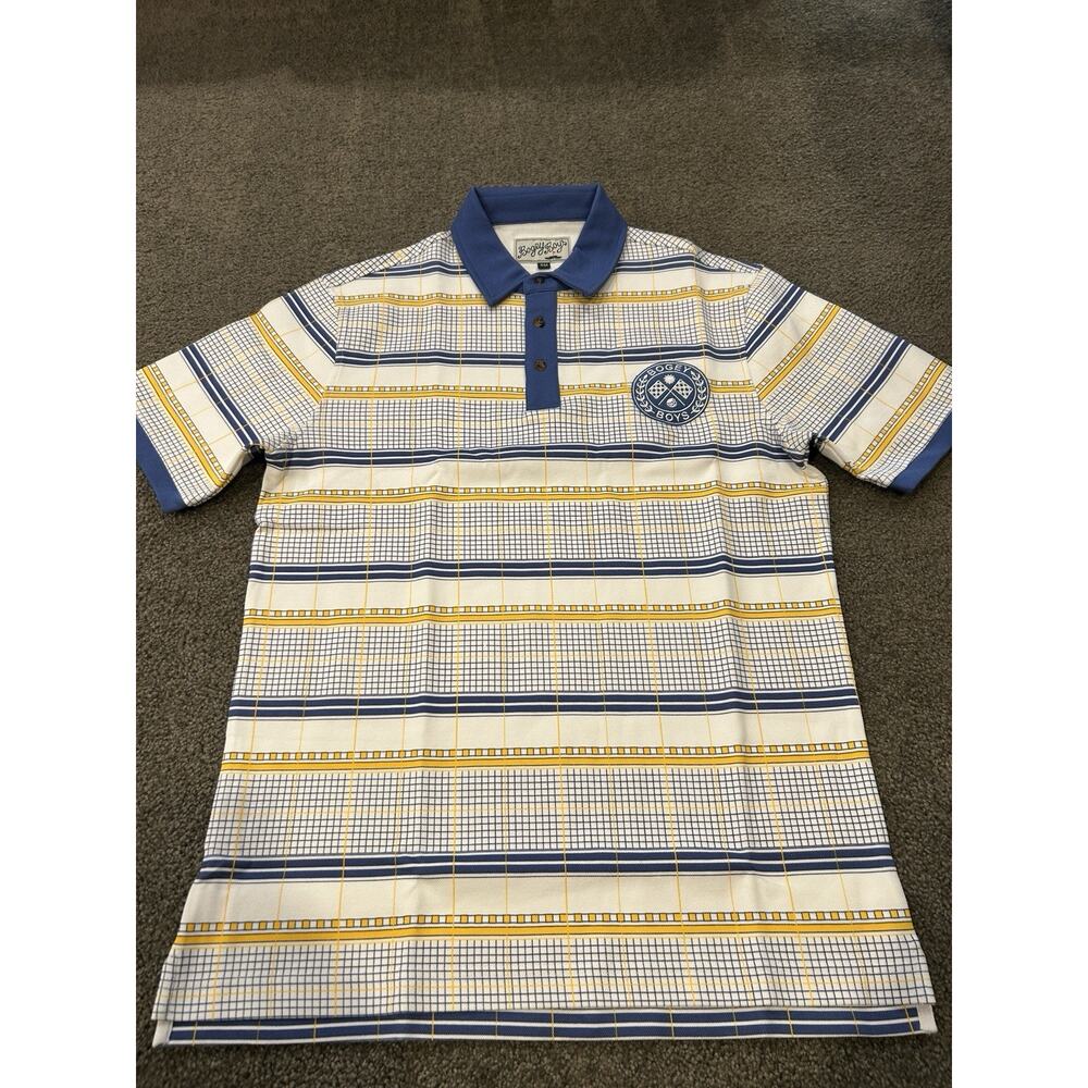 Bogey Boys Grid Plaid Polo Blue Men's Size Small‎